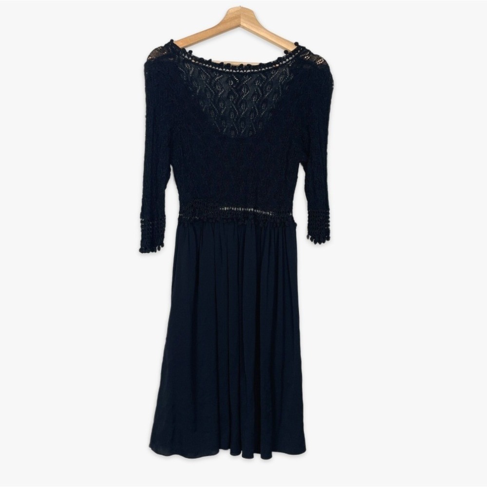 Vintage Diane Von Furstenberg Crochet Knit‎ Viscose Silk Dress Black Size Medium - Picture 4 of 11